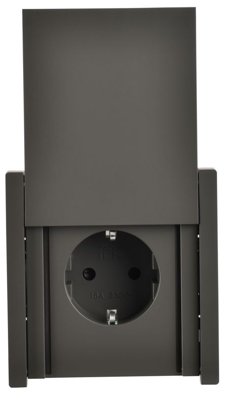 Розетка СП FORTE&PIANO16А IP44 FP319 с заземл. защ. шторки с крышкой безвинт. крепл. сер. IEK FP-R16-16-1-44-K03