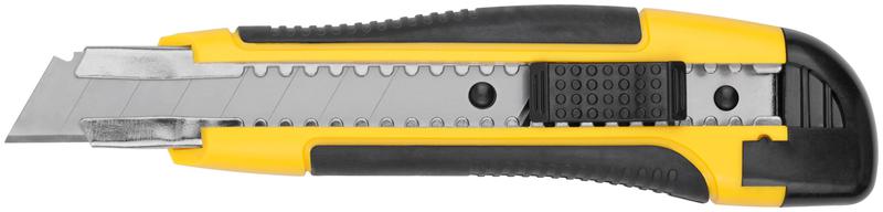 Нож технический 18мм усилен. прорезин. 2-х сторон.автофиксация "Профи" FIT 10258