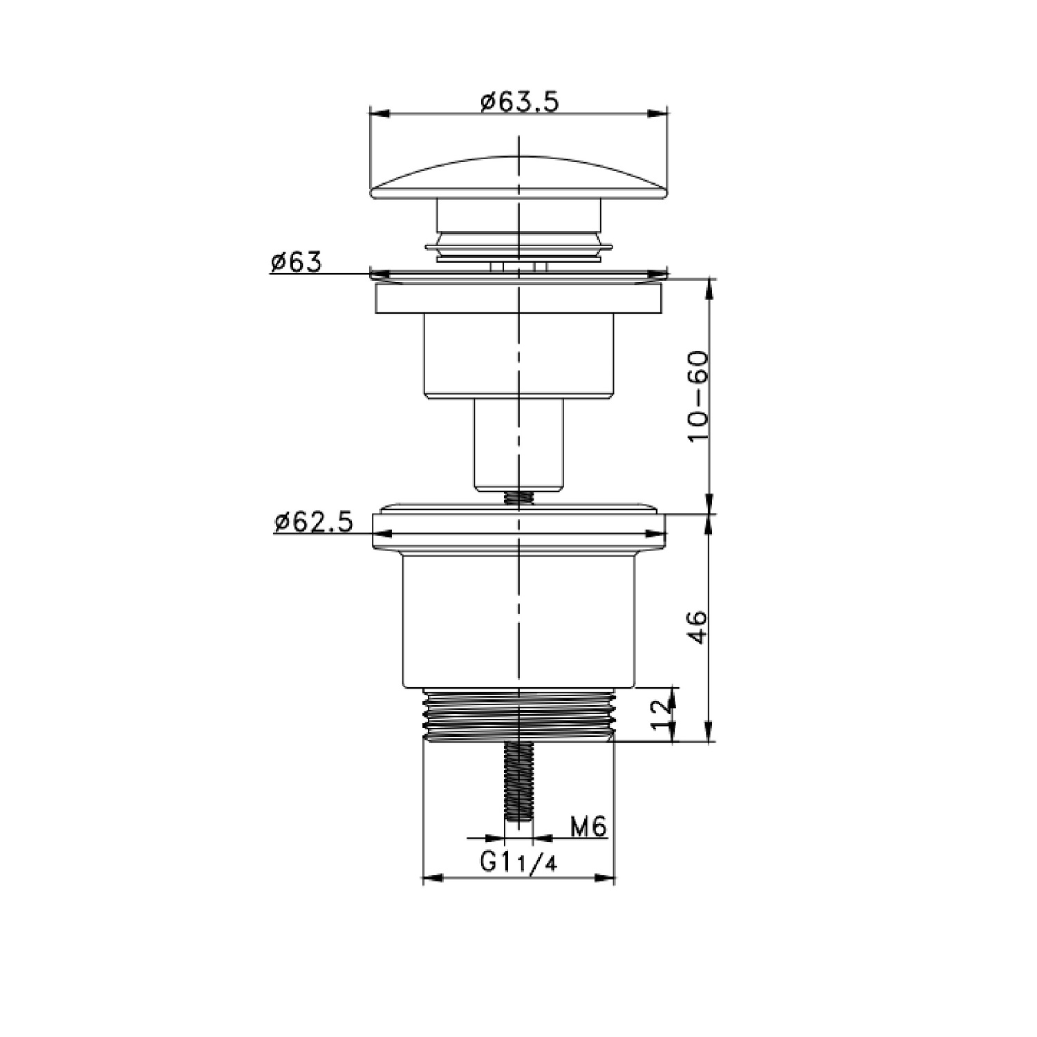 Донный клапан для раковины Raglo R600.01.38, белый