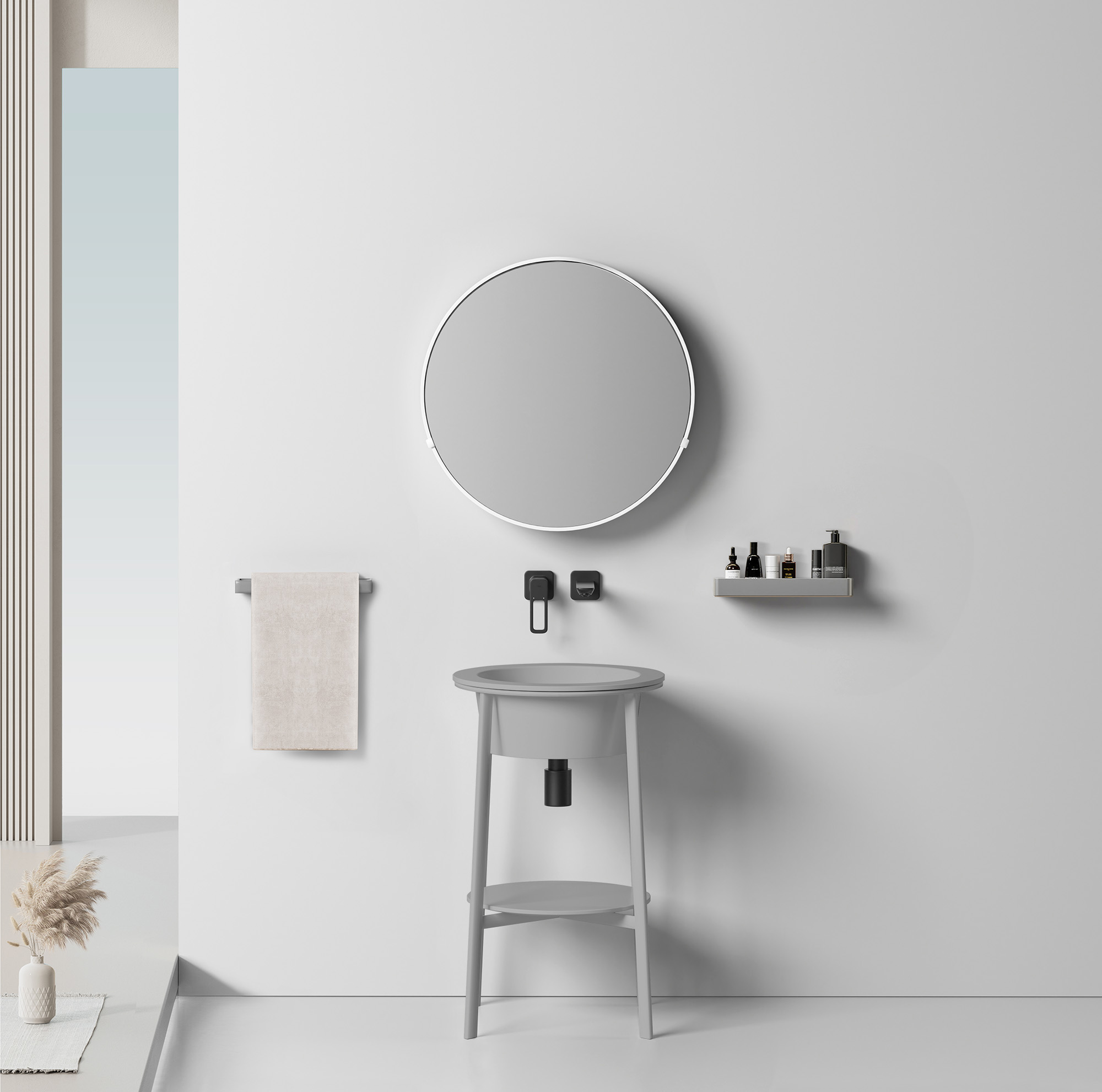 Консоль с керамической раковиной ABBER Bequem AC2130MG серый матовый