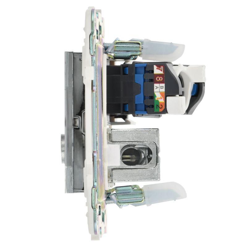 Розетка двойная TV+RJ45 кат.5E SKANDY SK-A14N никель IEK SK-AK20-1-K50