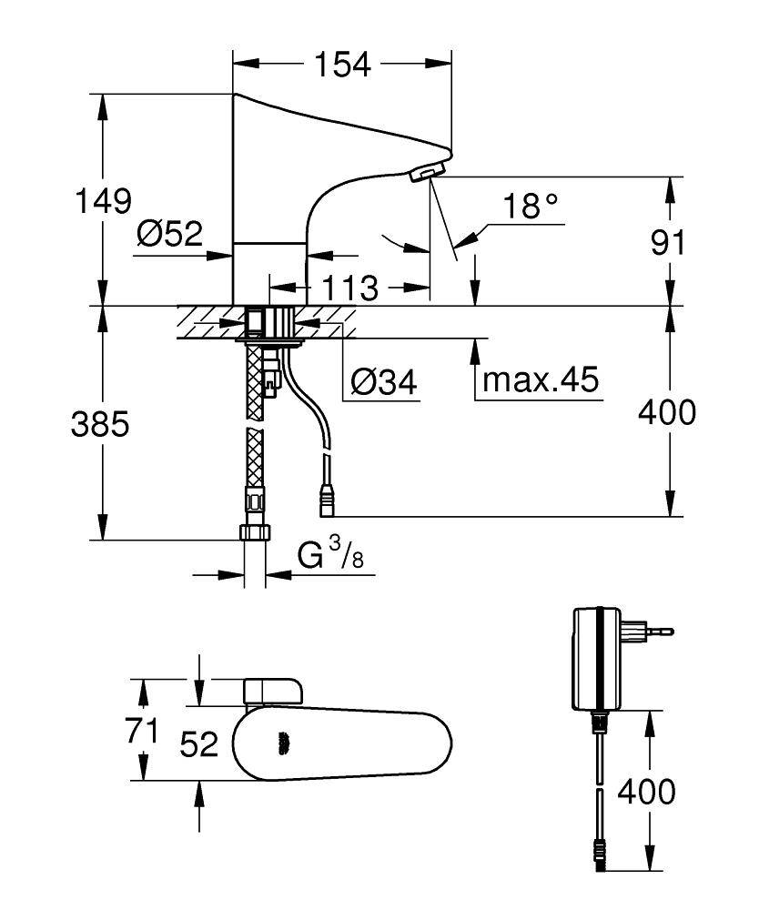 Смеситель для раковины (умывальника), хром Grohe Europlus E 36015001