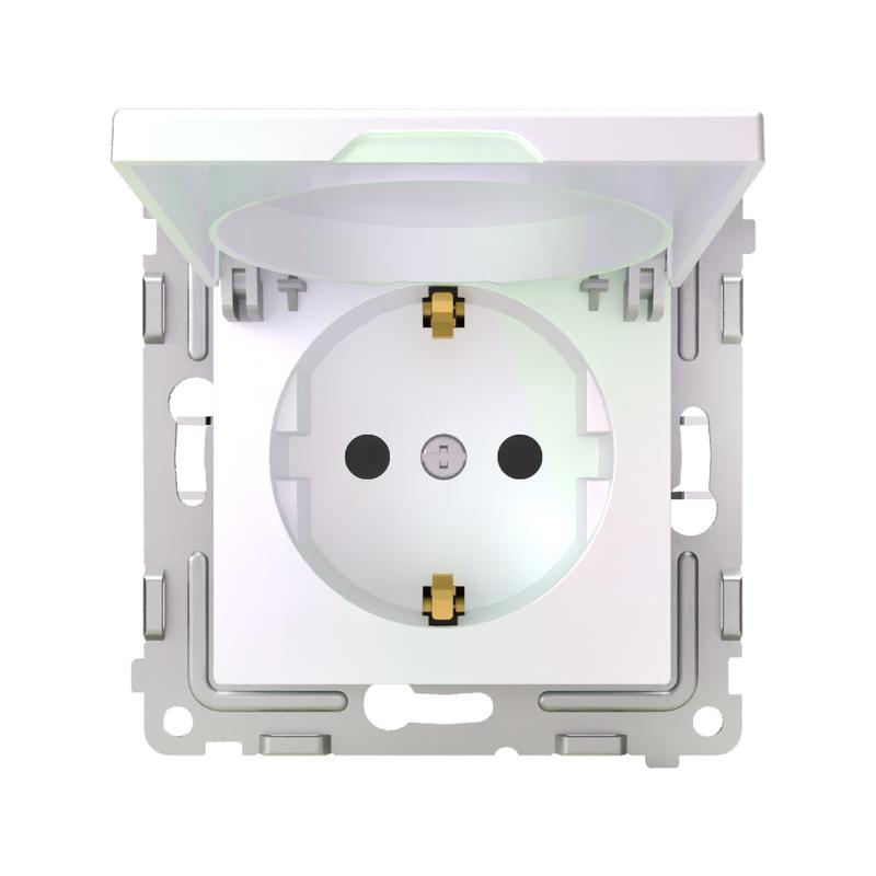 Розетка 1-м СП Pixel 16А IP20 с заземл. защ. шторки с крышкой механизм перламутр. TOKOV ELECTRIC TKE-PX-R1ZSW1-C04