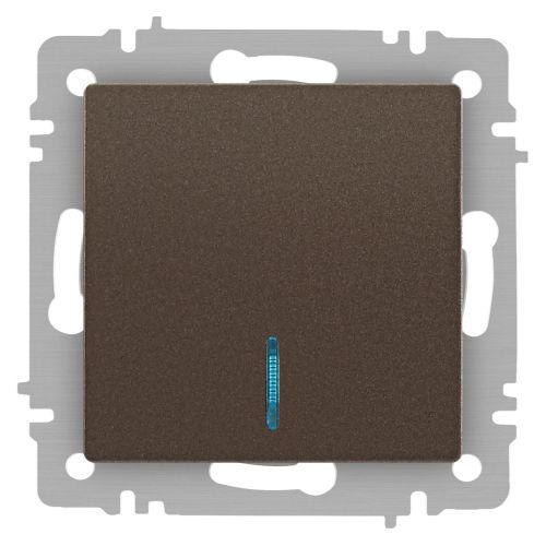 Выключатель 1-кл. СП Accent 6-102-08 10А IP20 250В с подсветкой AL/CU бронза Intro Б0063463