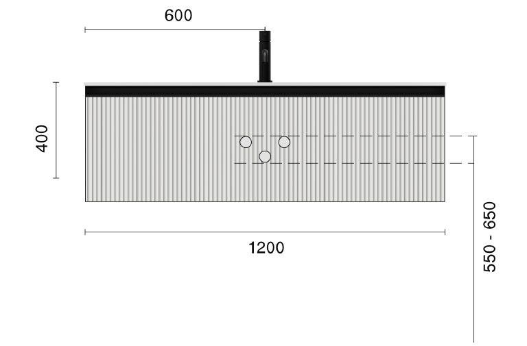QUATRO 1 120CM тумба рифл LUNA профиль ANTHRACITE + внутр. подсв.