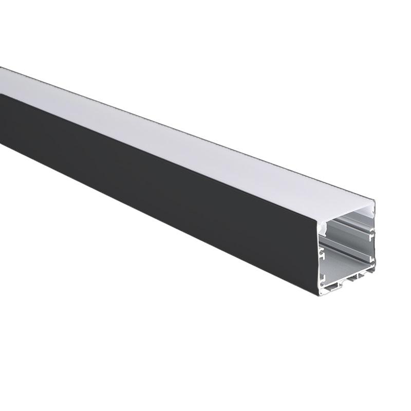 Профиль накладной PAL 3535-BLACK L2000 в комплекте: 2 глухих заглушки; рассеив. матов.; 4 клипсы крепежных анодир. Pro JazzWay 5059054