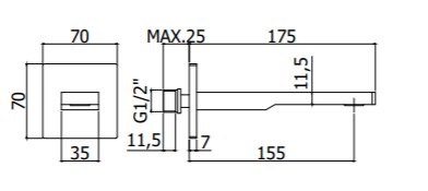 Излив из стены Paffoni TANGO ZBOC120NO Черный матовый