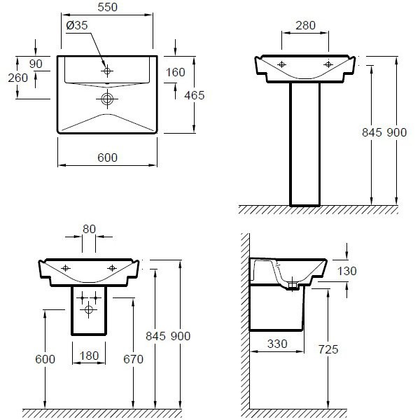 Раковина Jacob Delafon Reve E4802-00 60 см, с переливом