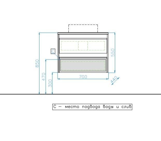 Тумба подвесная "Монако 70" (2 ящ.), Гамма 56, Осина бел /бел лакобель, PLUS