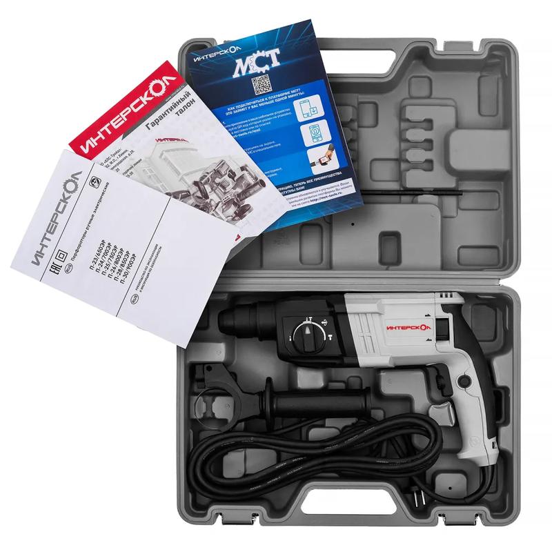 Перфоратор трехрежимный П-28/850ЭР SDS plus макс. диаметр бурения 28мм 5100 уд/мин 2Дж 850Вт ИНТЕРСКОЛ 605.1.0.70