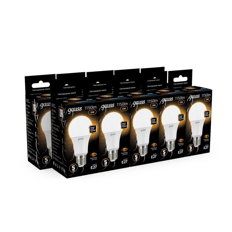 Лампа светодиодная Black 12Вт A60 грушевидная 3000К тепл. бел. E27 1150лм GAUSS 102502112