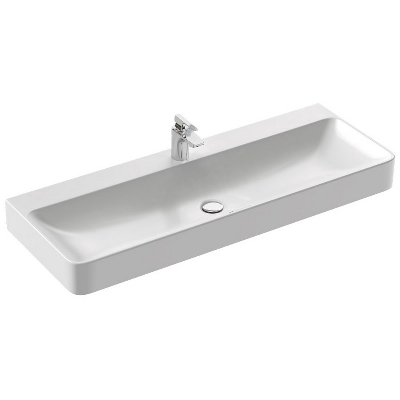 Раковина накладная Jacob Delafon Vox EVA112-00 120*45 см, 1 отверстие для смесителя, с заглушкой, белая