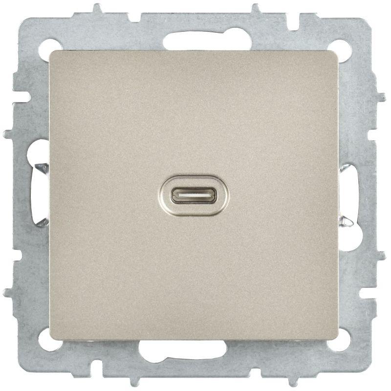 Розетка СП BRITE РЮ12-1-БрШ USB C 65Вт высокоскор. заряд. шампань IEK BR-U13-065-K37