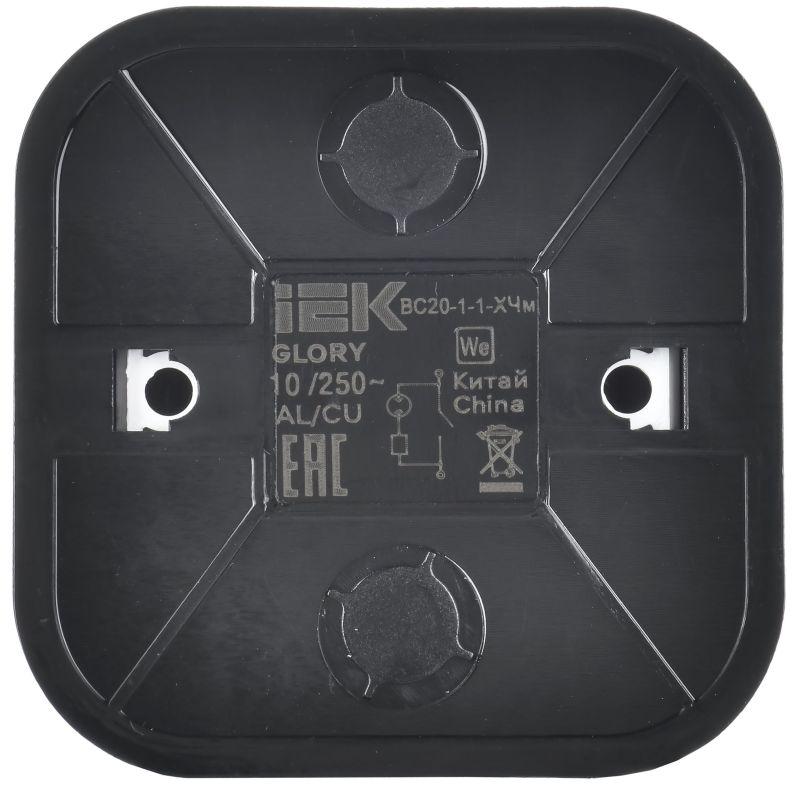 Выключатель 1-кл. ОП GLORY ВС20-1-1-ХЧм 10А с индикацией черн. матов. IEK EVH11-K02M-10