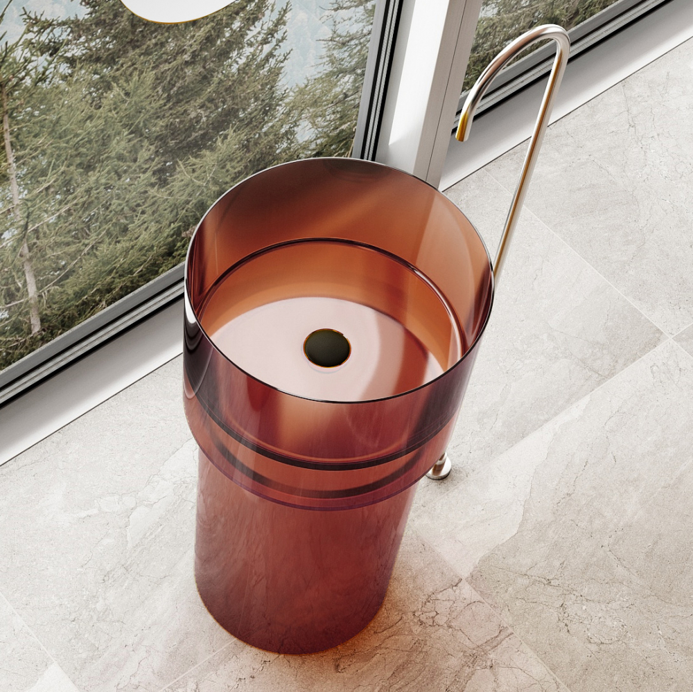 Раковина отдельностоящая прозрачная ABBER Kristall AT2701Opal-H коричневая