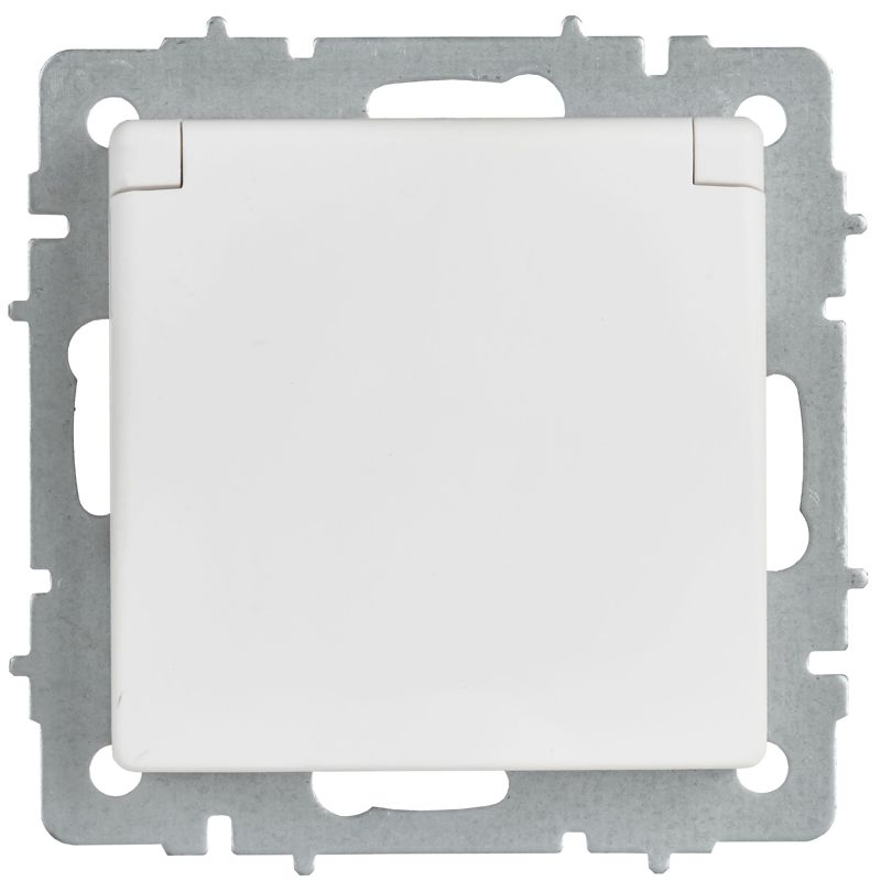 Розетка BRITE РСбш10-3-БрАБ 16А IP20 с заземл. защ. шторки с крышкой механизм арктич. бел. IEK BR-R16-16-K91