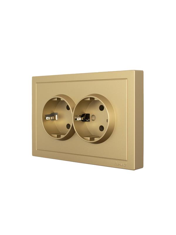 Розетка 2-мест. с/з СП ZIMA IP20 16А ПБТ безвинт. зажим зол. LEZARD 704-3600-127BQC