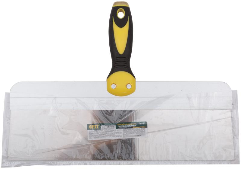 Шпатель фасадный "Профи" нержав. прорезинен. ручка с метал. бойком 350мм FIT 06445