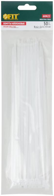 Хомут для проводов 250х3.6мм нейлон. бел. (уп.50шт) FIT 60422