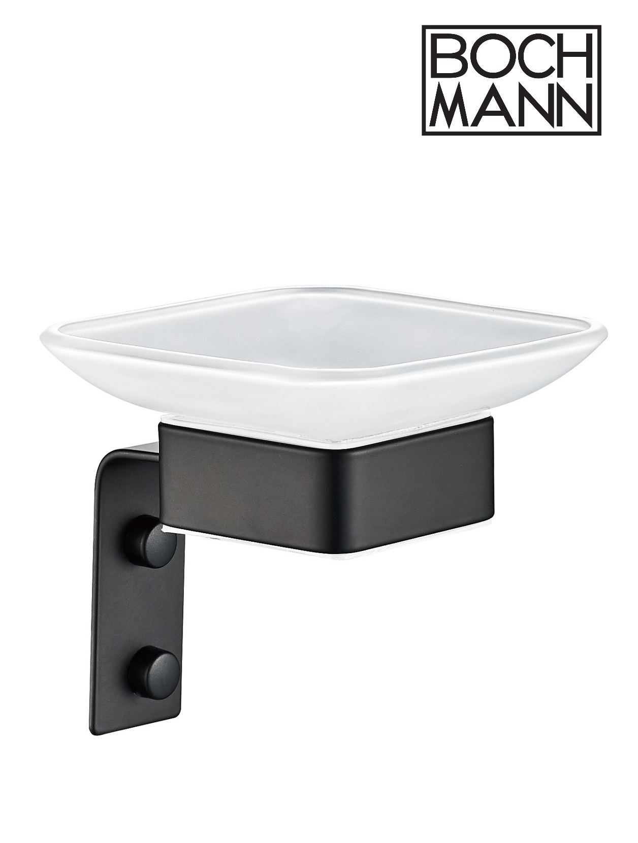 Мыльница CR-D01-04MB стеклянная с держателем из нержавеющей стали BOCH MANN, цвет черный