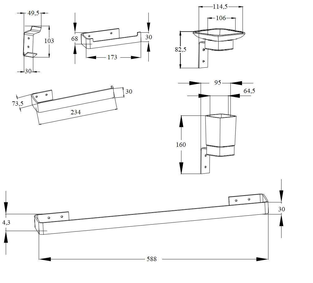 Набор аксессуаров CR-D01B для ванной BOCH MANN из нержавеющей стали, цвет черный