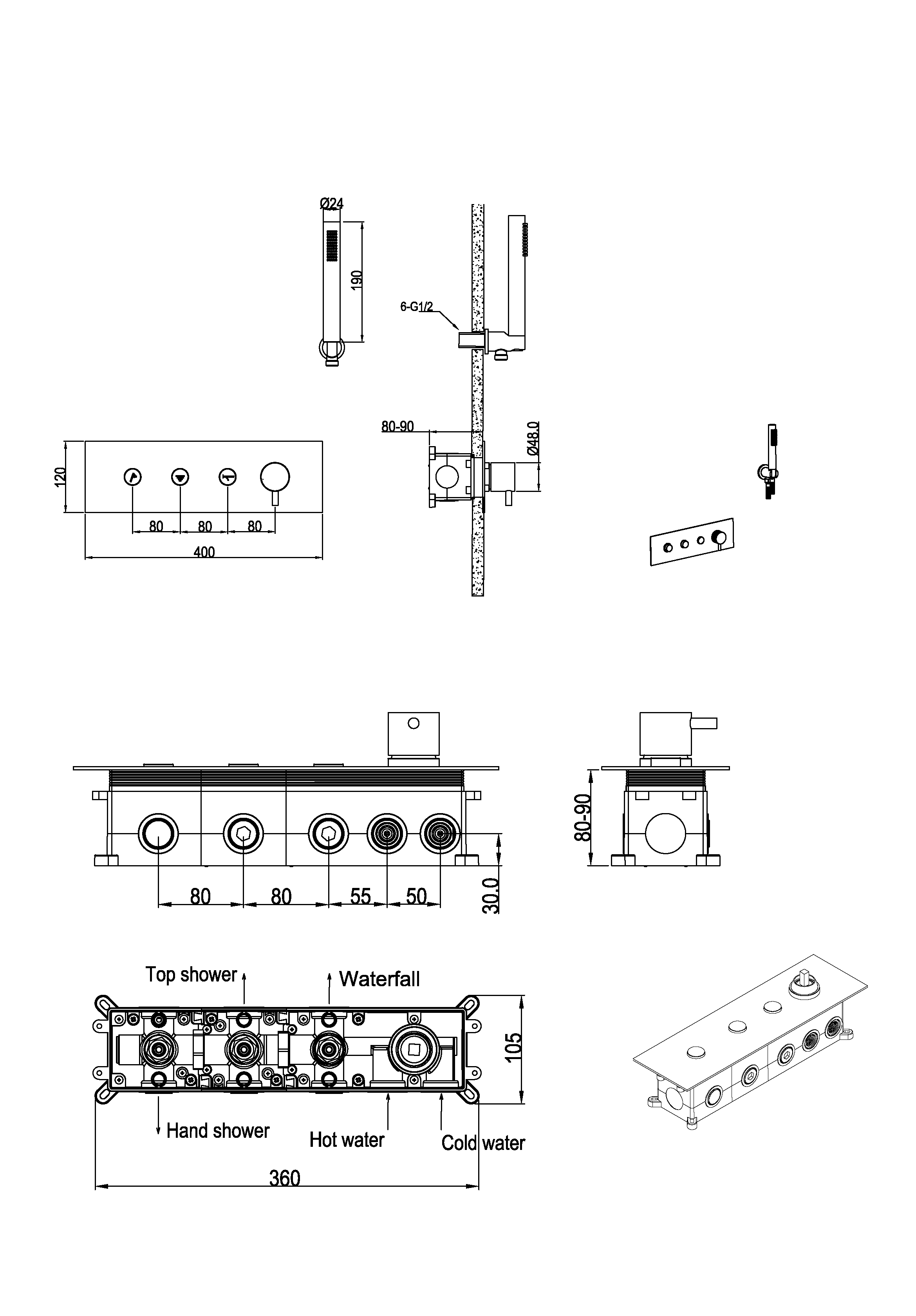 Смеситель FUSION с ручным душем GOLD