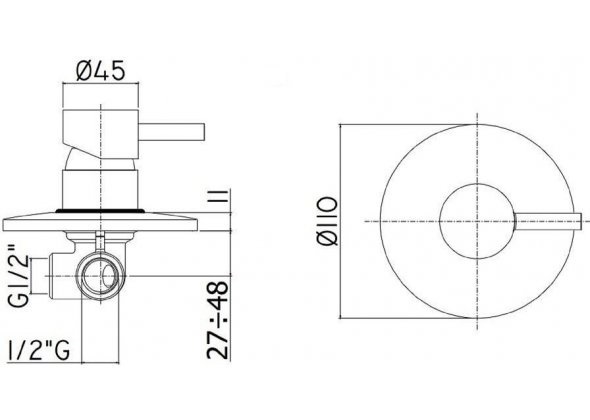 Смеситель встраиваемый для душа Paffoni LIGHT LIG011ST встраиваемый Steel looking