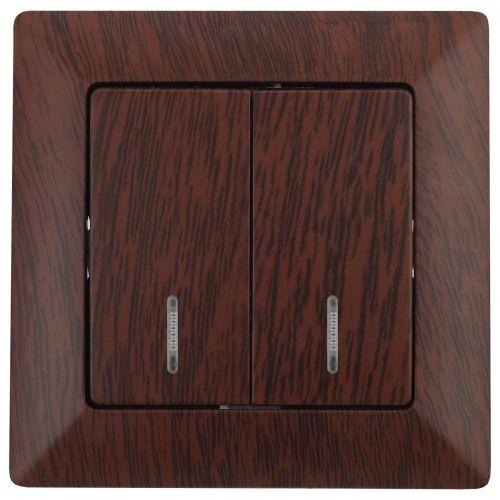 Выключатель 2-кл. СП Solo 4-105-10 10А 250В IP20 с подсветкой венге Intro Б0053599