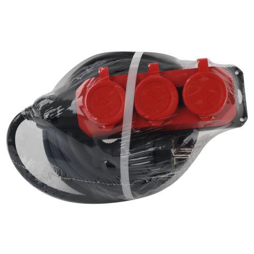 Удлинитель силовой UK-3e-3x1.5-10m-IP44(KG) с заземлением 3 розетки каучук 10м КГ 3х1.5кв.мм IP44 Эра Б0057580