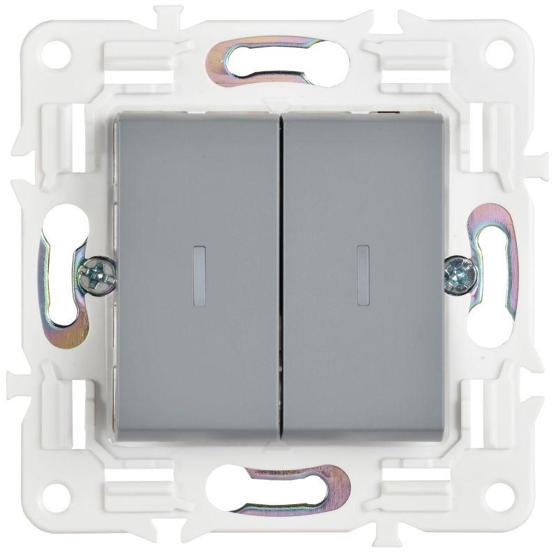 Выключатель проходной 2-кл. SKANDY 10А SK-V10Gr с индикацией сер. IEK SK-V22-1-10-K03