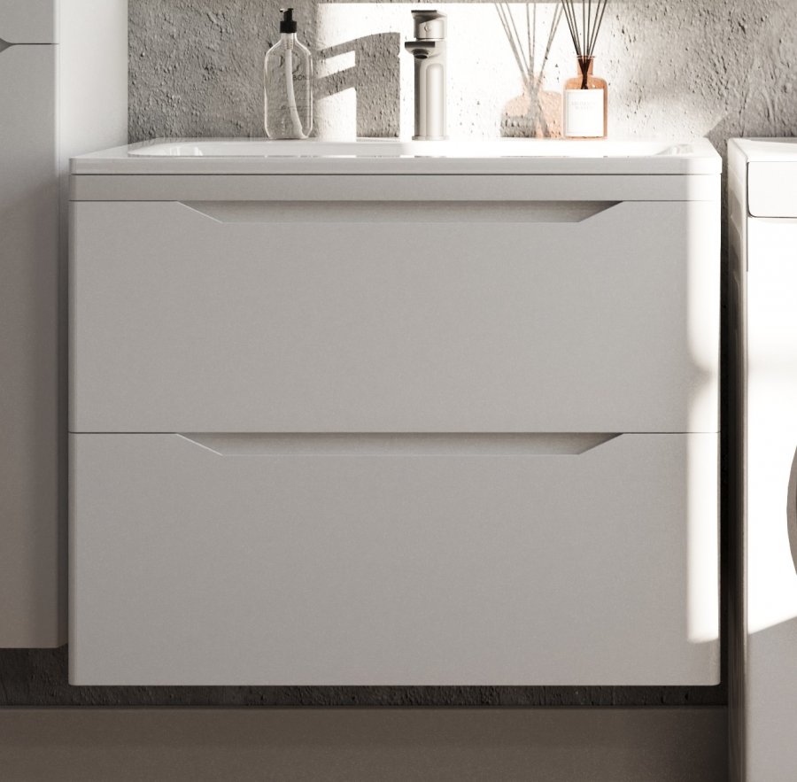 Тумба подвесная "Марелла 70" (2 ящ.) Люкс антискрейтч белый матовый, PLUS