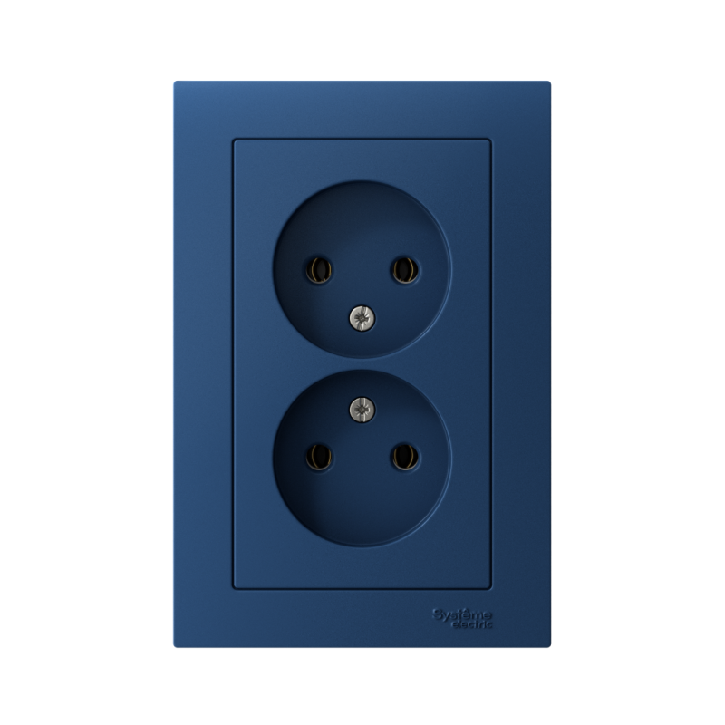 Розетка 2-м AtlasDesign 16А без заземл в сборе аквамарин SE ATN001120