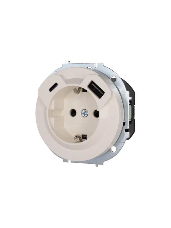 Розетка 1-м СП OSEN с заземл. TC + USB разъем механизм сл. кость LEZARD 743-9088-181TC