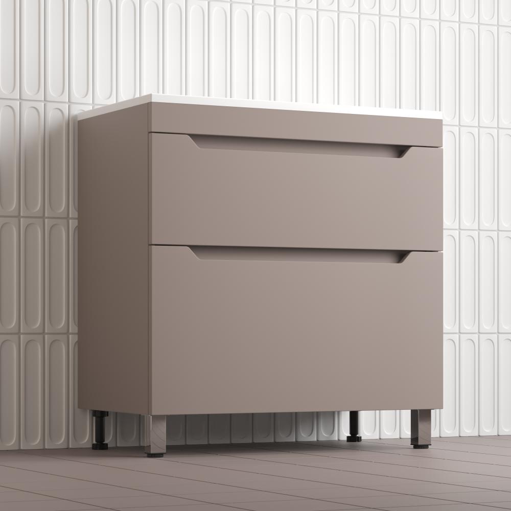 Тумба напольная "Остин" под раковину Фортуна 80 2 ящ тауп темный эмаль PLUS