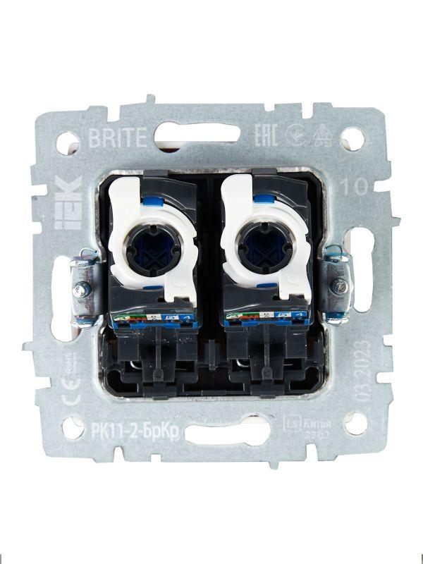 Розетка компьютерная двойн. СП RJ45 кат.6 BRITE РК11-2-БрКр механизм беж. IEK BR-K20-2-K10