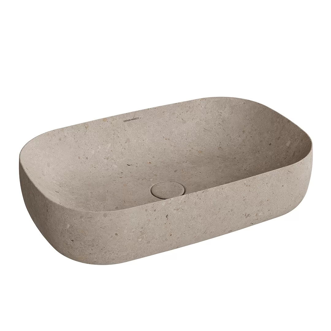 Раковина MAGICA накладная 65 с донным клапаном, бежевый камень