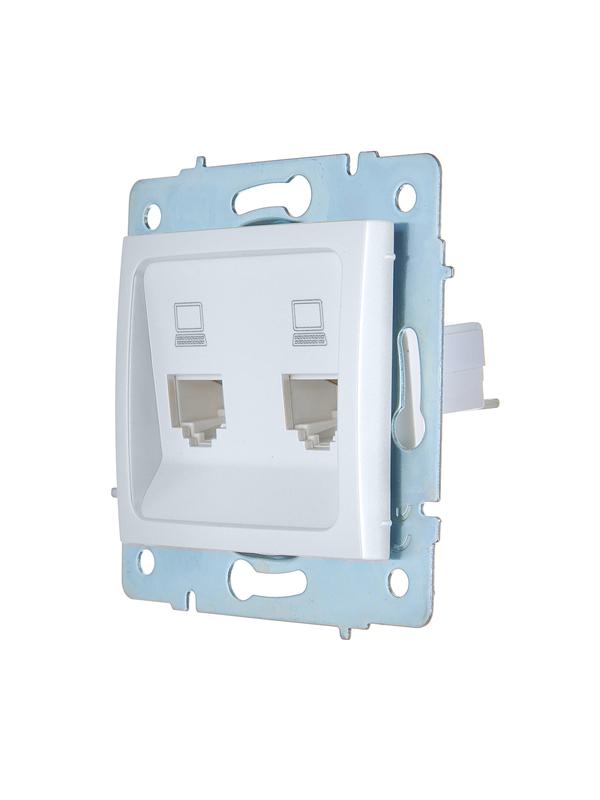 Розетка компьютерная 2-м СП ASTI IP20 RJ45 механизм жемчуж./бел. перламутр. LEZARD 7081-3088-141