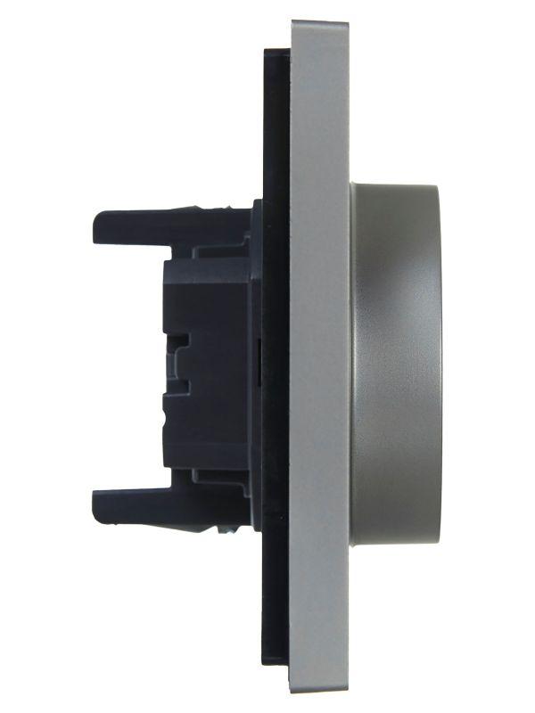 Розетка 2-м СП FORTE&PIANO FP523 16А с заземл. защ. шторки безвинт. крепл. сталь IEK FP-R24-16-1-K46