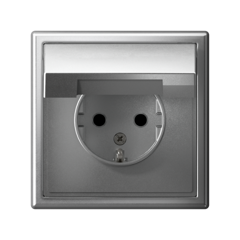 Розетка ArtGallery 16А IP20 с заземл. защ. шторки с крышкой механизм алюм. SE GAL000346