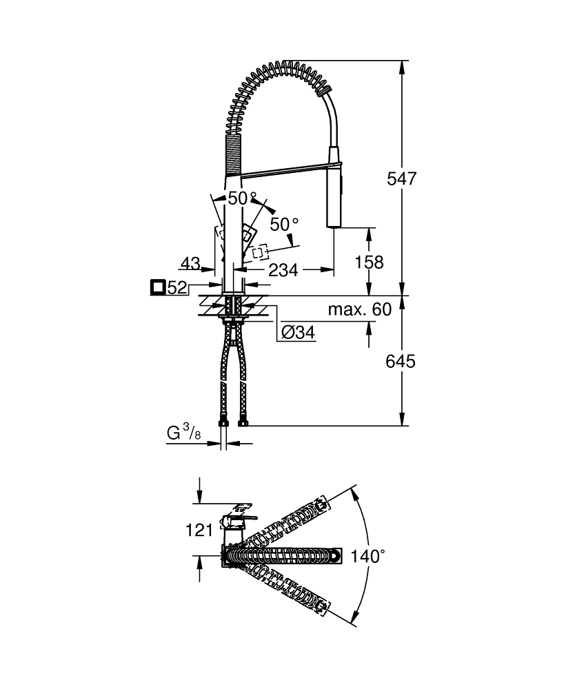 Смеситель Grohe Eurocube 31395DC0 для кухни с выдвижным изливом