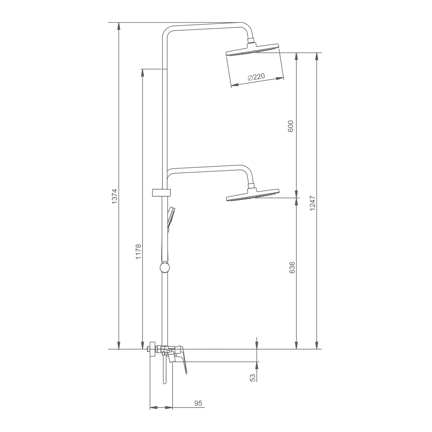 Душевая система Splenka S53.24.06, черный