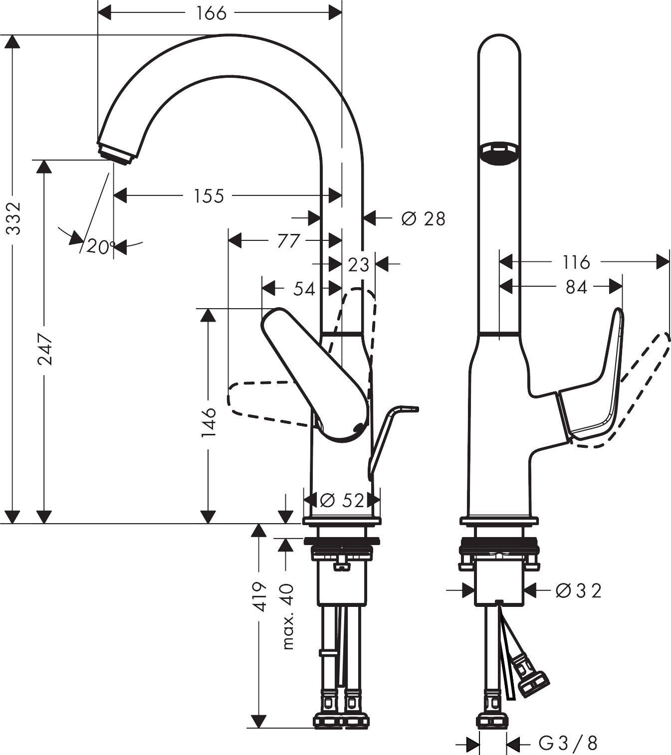 Смеситель Hansgrohe Novus 71126000 для раковины