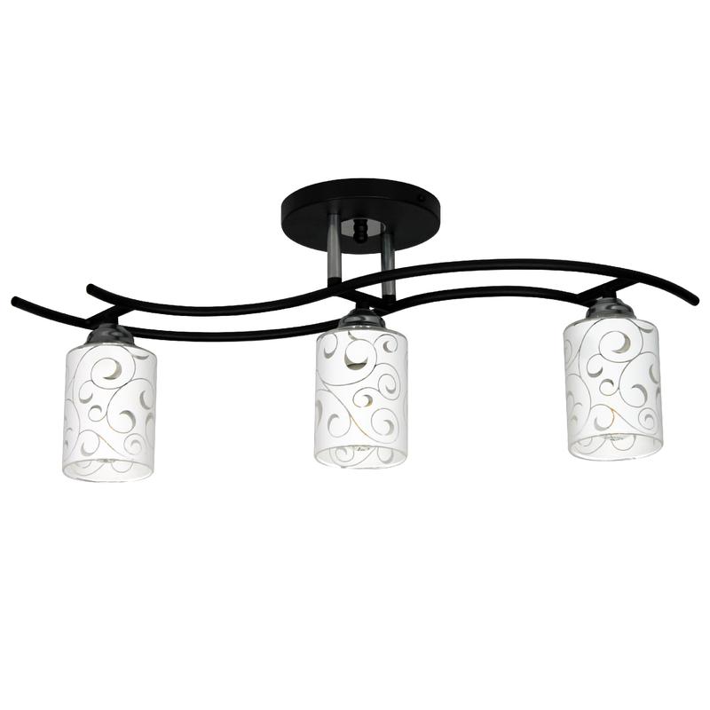 Светильник "Стиль" 131 (Плафон 8498) НПБ 01-3х60-178 Е27 (ИМ) потолочный черн. Элетех 1005405038