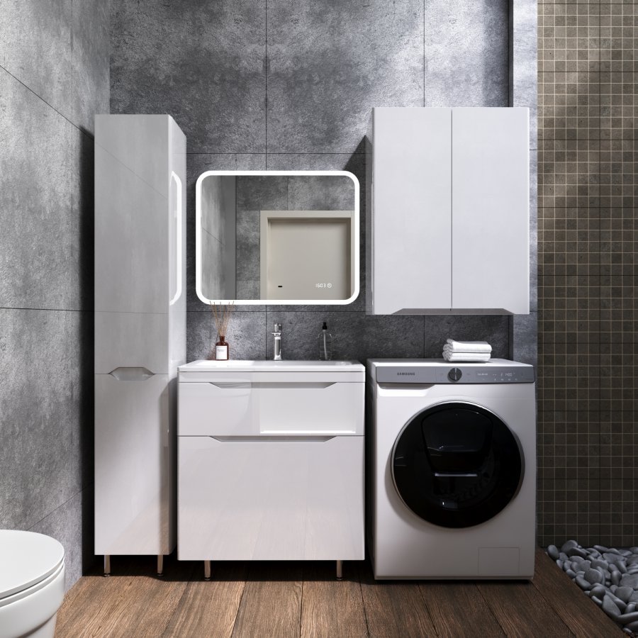 Колонна универсальная "Марелла L" с корзиной, Люкс антискрейтч белый глянец, PLUS