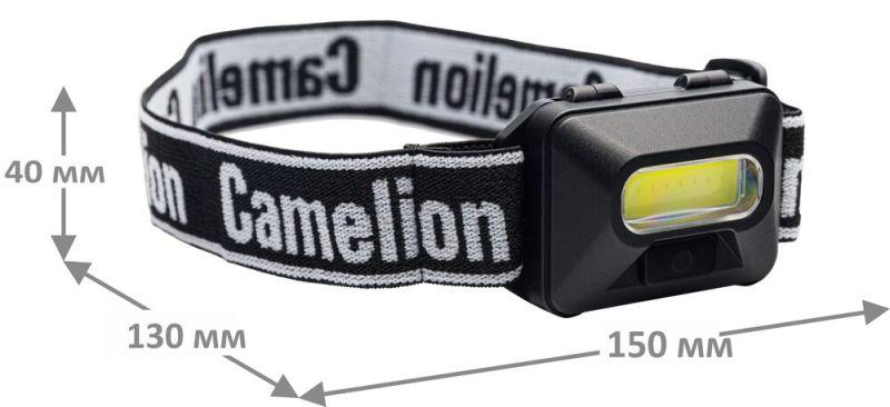 Фонарь налобный LED5384 1Вт COB LED 3 реж. 3XAAA пласт блист черн. Camelion 15689