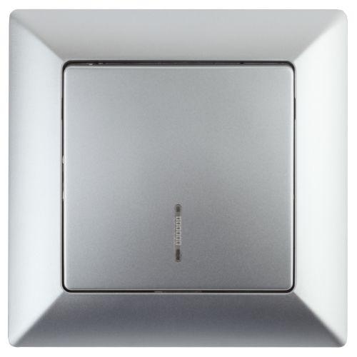 Выключатель 1-кл. СП Solo 4-102-03 10А 250В IP20 с подсветкой алюм. Intro Б0053561