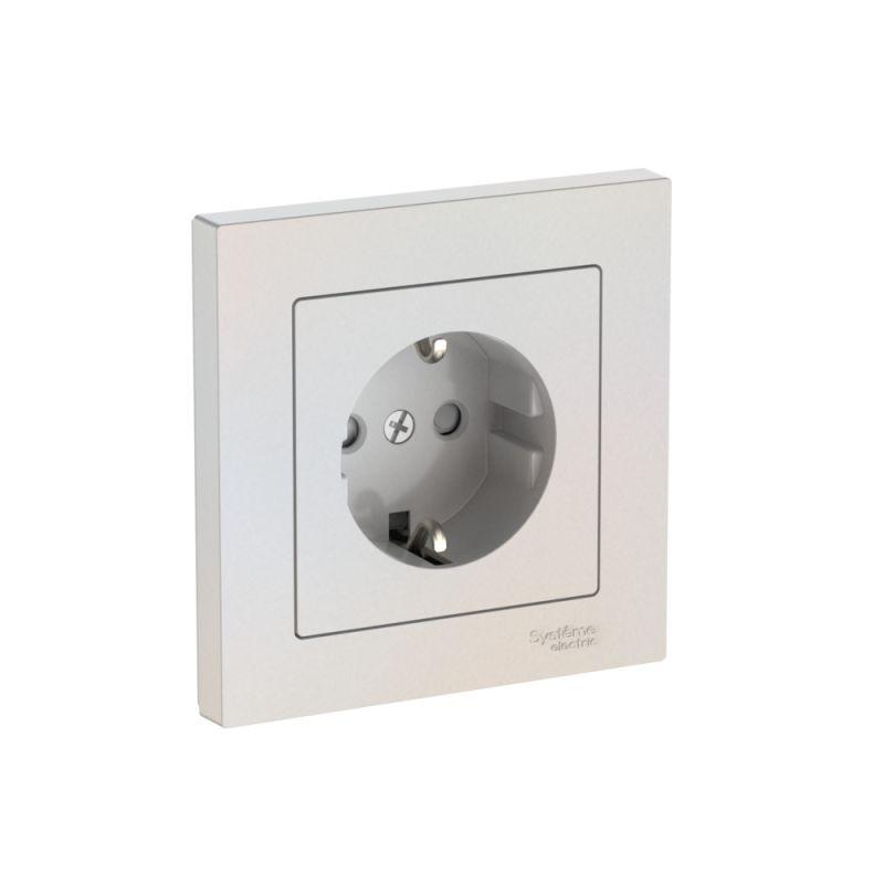 Розетка AtlasDesign 16А с заземл. защ. шторки быстрозажим. клем. в сборе жемчуж. SE ATN000444S