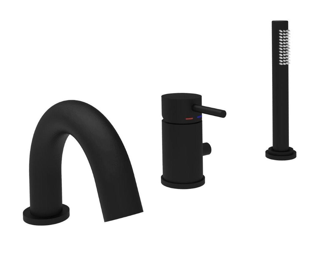 Смеситель на борт ванны на 3 отв Paffoni LIGHT LIG047NO Черный матовый