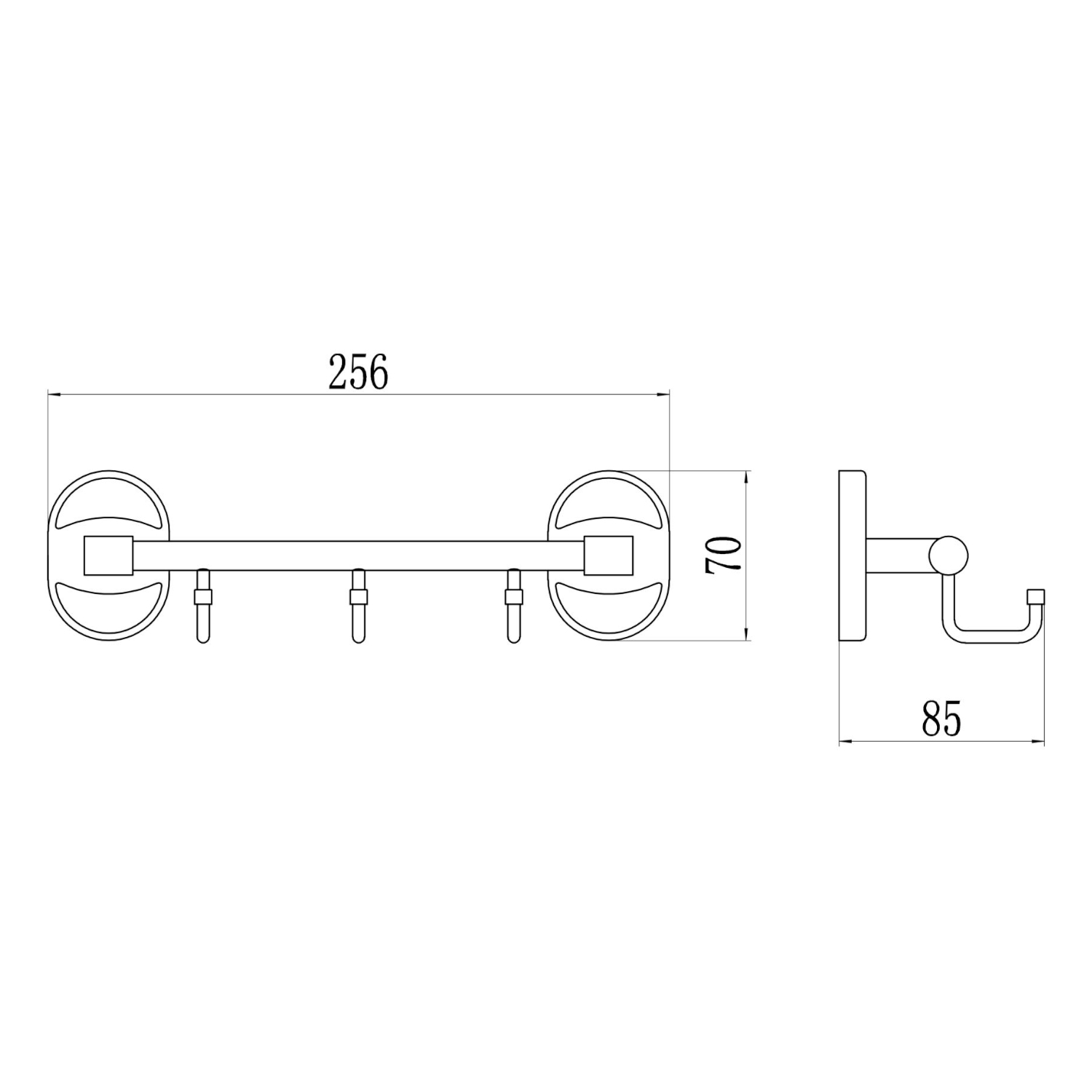 Планка с крючками Savol S-008203-1, хром