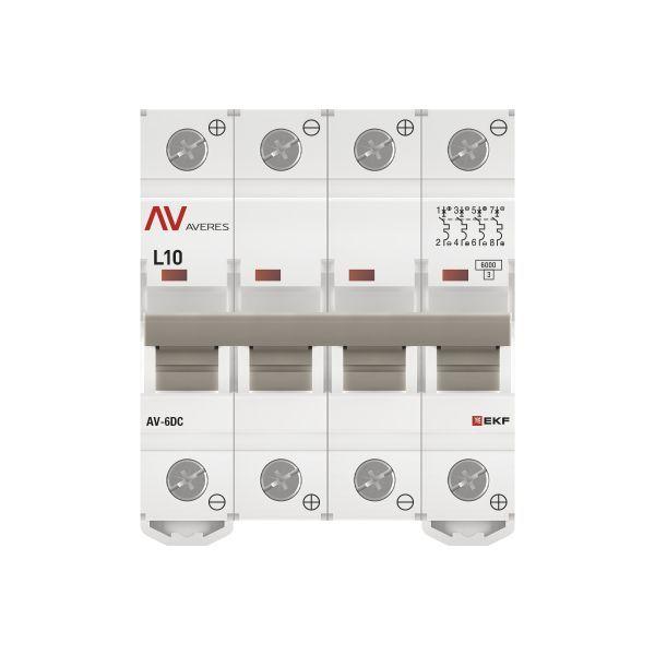 Выключатель автоматический модульный 4п L 10А 6кА AV-6 DC AVERES EKF mcb6-DC-4-10L-av